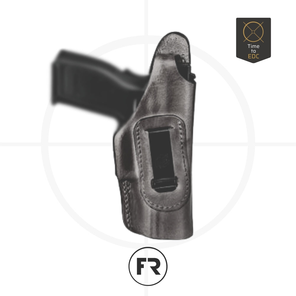  Standard Thumb-Break Leather Holster, נרתיק עור עם מנגנון Thumb-Break, נרתיק עור לנשק, נרתיק אבטחה מתקדמת, נרתיק עם תפס מתכת, נרתיק מתאים לחגורה 45 מ"מ, נרתיק עם ריפוד זמש, נרתיק עור איכותי, נרתיק לשימוש יומיומי, נרתיק לנשיאה בטוחה, נרתיק Frontline, נרתיק לאקדח חום, נרתיק לאקדח שחור