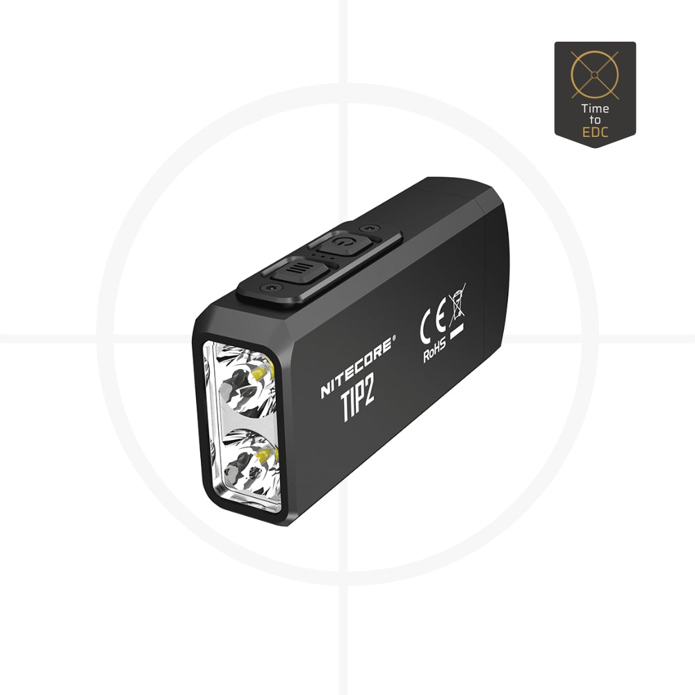 פנס, פנס כיס, פנס קומפקטי, Nitecore TIP2, תאורה עוצמתית, פנס נטען USB-C, פנס EDC, פנס מיניאטורי, תאורה לטיולים, ציוד טקטי, פנס LED