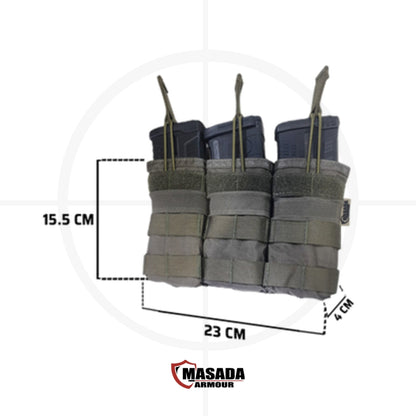 נרתיק מחסניות, Triple 5.56 Mag Pouch, מצדה ארמור, MOLLE, נרתיק 5.56, נרתיק 7.62, ציוד טקטי, נרתיק קל משקל, תחזוקה קלה, נרתיק לשטח, ציוד קרבי, מגני מגן